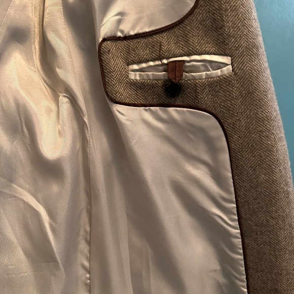 Zara mid-length tweed herringbone wool winter coat - long, oatmeal brown - Picture 8 of 16